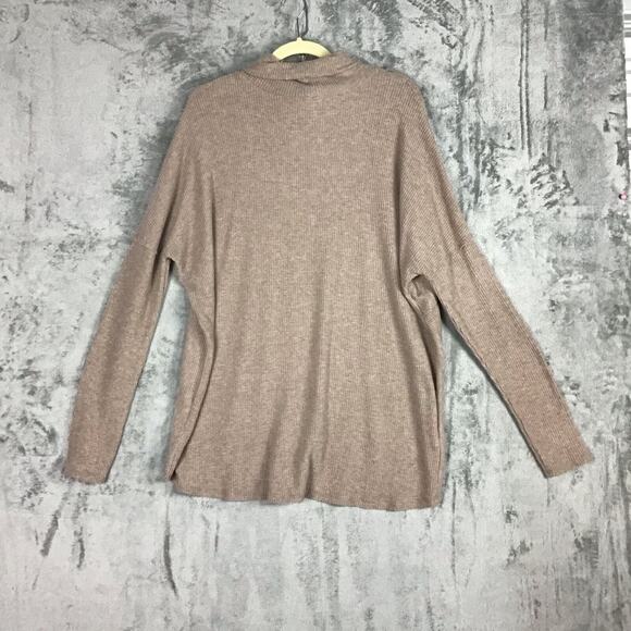 H by Bordeaux Women’s Tan Ribbed Mock Neck Hi-Low Hem Sweater Size XL NWT - Picture 15 of 16
